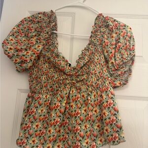 Women’s Floral Puff Sleeve Babydoll Top